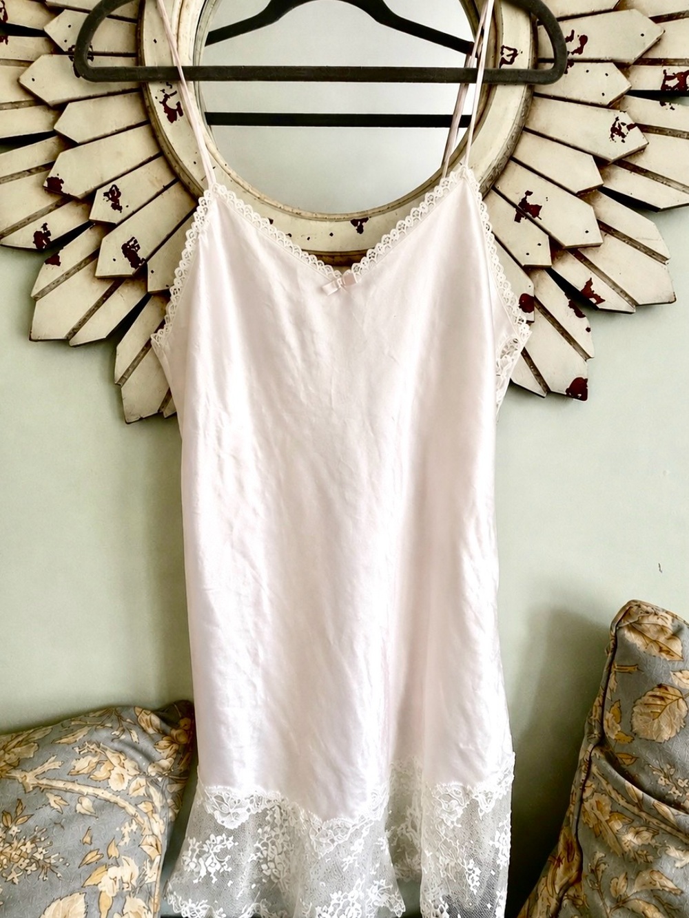 Vintage Christian Dior Blush Pink Satin Lace Slip Chemise Bridal Coquette